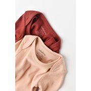 Set 2 body-uri cu maneca lunga bebe unisex din bumbac organic si modal - Caramiziu/Somon, Baby Cosy (Marime: 3-6 Luni) JEMBC-CSYM11313-3