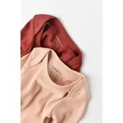 Set 2 body-uri cu maneca lunga bebe unisex din bumbac organic si modal - Caramiziu/Somon, Baby Cosy (Marime: 6-9 luni) JEMBC-CSYM11313-6