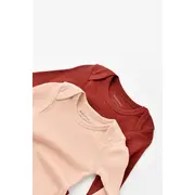 Set 2 body-uri cu maneca lunga bebe unisex din bumbac organic si modal - Caramiziu/Somon, Baby Cosy (Marime: 6-9 luni) JEMBC-CSYM11313-6