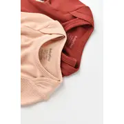 Set 2 body-uri cu maneca lunga bebe unisex din bumbac organic si modal - Caramiziu/Somon, Baby Cosy (Marime: 6-9 luni) JEMBC-CSYM11313-6