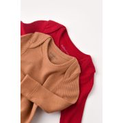 Set 2 body-uri cu maneca lunga bebe unisex din bumbac organic si modal - Maro/Rosu, Baby Cosy (Marime: 9-12 luni) JEMBC-CSYM11311-9