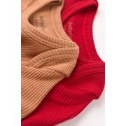 Set 2 body-uri cu maneca lunga bebe unisex din bumbac organic si modal - Maro/Rosu, Baby Cosy (Marime: 9-12 luni) JEMBC-CSYM11311-9