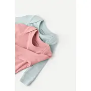 Set 2 body-uri cu maneca lunga bebe unisex din bumbac organic si modal - Mint/Rose, Baby Cosy (Marime: 3-6 Luni) JEMBC-CSYM11308-3