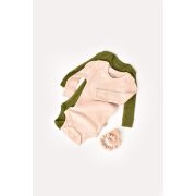 Set 2 body-uri cu maneca lunga bebe unisex din bumbac organic si modal - Verde/Blush, Baby Cosy (Marime: 3-6 Luni) JEMBC-CSYM11312-3
