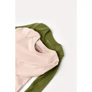 Set 2 body-uri cu maneca lunga bebe unisex din bumbac organic si modal - Verde/Blush, Baby Cosy (Marime: 6-9 luni) JEMBC-CSYM11312-6