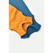 Set 2 body-uri fara maneci bebe unisex din bumbac organic si modal - Bleumarin/Sofran, Baby Cosy (Marime: 9-12 luni) JEMBC-CSYM11110-9
