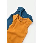 Set 2 body-uri fara maneci bebe unisex din bumbac organic si modal - Bleumarin/Sofran, Baby Cosy (Marime: 9-12 luni) JEMBC-CSYM11110-9