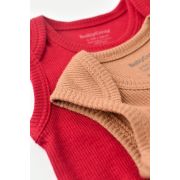 Set 2 body-uri fara maneci bebe unisex din bumbac organic si modal - Maro/Rosu, Baby Cosy (Marime: 18-24 Luni) JEMBC-CSYM11111-18