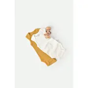 Set 2 body-uri fara maneci bebe unisex din bumbac organic si modal - Mustar/Ecru, Baby Cosy (Marime: 3-6 Luni) JEMBC-CSYM11109-3