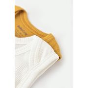 Set 2 body-uri fara maneci bebe unisex din bumbac organic si modal - Mustar/Ecru, Baby Cosy (Marime: 3-6 Luni) JEMBC-CSYM11109-3