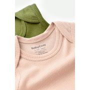 Set 2 body-uri fara maneci bebe unisex din bumbac organic si modal - Verde/Blush, Baby Cosy (Marime: 0-3 Luni) JEMBC-CSYM11112-0