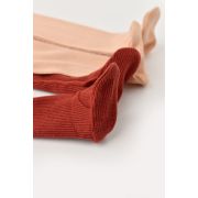 Set 2 pantaloni cu botosei bebe unisex din bumbac organic si modal - Caramiziu/Somon, Baby Cosy (Marime: 3-6 Luni) JEMCSYM11605-3