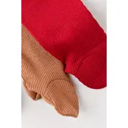 Set 2 pantaloni cu botosei bebe unisex din bumbac organic si modal - Maro/Rosu, Baby Cosy (Marime: 0-3 Luni) JEMCSYM11603-0