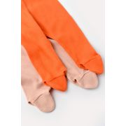 Set 2 pantaloni cu botosei bebe unisex din bumbac organic si modal - Rodie/Piersica, Baby Cosy (Marime: 3-6 Luni) JEMCSYM11606-3