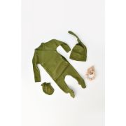 Set 4 piese: bluza, pantaloni, caciulita si manusi din bumbac organic si modal - Verde, Baby Cosy (Marime: 3-6 Luni) JEMBC-CSYM24511-3
