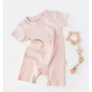 Salopeta cu panataloni scurti - 100% bumbac organic - Roz, Baby Cosy (Marime: 12-18 Luni) JEMBC-CSYW1017-12