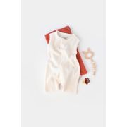 Salopeta fara maneci si panataloni scurti - 100% bumbac organic - Ecru, Baby Cosy (Marime: 9-12 luni) JEMBC-CSYW1008-9