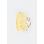 Salopeta fara maneci si panataloni scurti - 100% bumbac organic - Galben, Baby Cosy (Marime: 12-18 Luni) JEMBC-CSYW1010-12