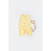 Salopeta fara maneci si panataloni scurti - 100% bumbac organic - Galben, Baby Cosy (Marime: 6-9 luni) JEMBC-CSYW1010-6