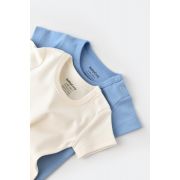 Set 2 body-uri bebe unisex -100% bumbac organic - Ecru/Bleu, Baby Cosy (Marime: 12-18 Luni) JEMBC-CSY3021-12