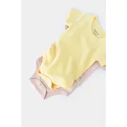 Set 2 body-uri bebe unisex -100% bumbac organic - Galben/Roz, Baby Cosy (Marime: 18-24 Luni) JEMBC-CSYW1005-18