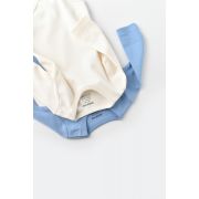 Set 2 body-uri cu maneca lunga bebe unisex -100% bumbac organic - Ecru/Bleu, Baby Cosy (Marime: 6-9 luni) JEMBC-CSY3024-6