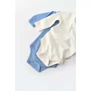 Set 2 body-uri cu maneca lunga bebe unisex -100% bumbac organic - Ecru/Bleu, Baby Cosy (Marime: 6-9 luni) JEMBC-CSY3024-6