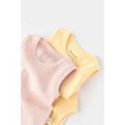 Set 2 body-uri fara maneci bebe unisex -100% bumbac organic - Galben/Roz, Baby Cosy (Marime: 12-18 Luni) JEMBC-CSYW1002-12