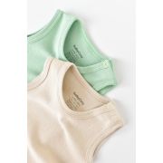 Set 2 body-uri fara maneci bebe unisex -100% bumbac organic - Mint/Stone, Baby Cosy (Marime: 3-6 Luni) JEMBC-CSYW1000-3