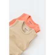 Set 2 body-uri fara maneci bebe unisex -100% bumbac organic - Roz/Crem, Baby Cosy (Marime: 3-6 Luni) JEMBC-CSY3019-3