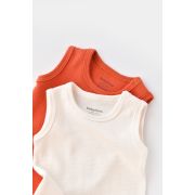 Set 2 body-uri fara maneci bebe unisex -100% bumbac organic -Scortisoara/Ecru, Baby Cosy (Marime: 12-18 Luni) JEMBC-CSYW1001-12