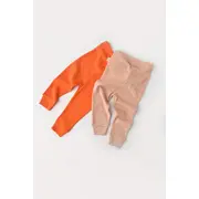 Set 2 pantaloni bebe unisex din bumbac organic si modal - Rodie/Piersica, Baby Cosy (Marime: 6-9 luni) JEMBC-CSYM11613-6