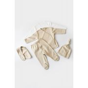 Set de 5 piese pentru nou nascut - 100% bumbac organic - Crem, Baby Cosy JEMBC-CSY5503