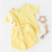 Set tricou cu panataloni scurti - 100% bumbac organic - Galben, Baby Cosy (Marime: 3-6 Luni) JEMBC-CSYW1022-3