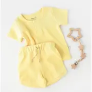 Set tricou cu panataloni scurti - 100% bumbac organic - Galben, Baby Cosy (Marime: 3-6 Luni) JEMBC-CSYW1022-3