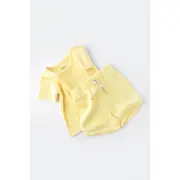 Set tricou cu panataloni scurti - 100% bumbac organic - Galben, Baby Cosy (Marime: 3-6 Luni) JEMBC-CSYW1022-3