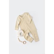 Salopeta cu fermoar cu maneca lunga si panataloni lungi - 100%bumbac organic - Crem, Baby Cosy (Marime: 6-9 luni) JEMBC-CSY3033-6