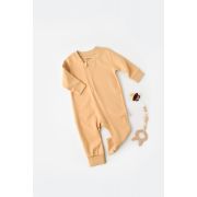 Salopeta cu fermoar cu maneca lunga si panataloni lungi - 100%bumbac organic - Mustar, Baby Cosy (Marime: 3-6 Luni) JEMBC-CSY3036-3