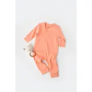 Salopeta cu fermoar cu maneca lunga si panataloni lungi - 100%bumbac organic - Roz Piersica, BabyCosy (Marime: 18-24 Luni) JEMBC-CSY3038-18