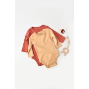 Set 2 body-uri cu maneca lunga bebe unisex -100% bumbac organic - Mustar/Scoartisoara, Baby Cosy (Marime: 3-6 Luni) JEMBC-CSY3026-3