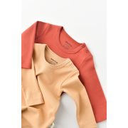 Set 2 body-uri cu maneca lunga bebe unisex -100% bumbac organic - Mustar/Scoartisoara, Baby Cosy (Marime: 9-12 luni) JEMBC-CSY3026-9