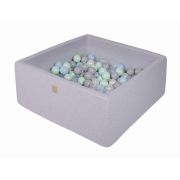 Piscina Uscata Cu 200 De Bile (alb Perlat, Gri, Transparent, Mint, Baby Blue) Meowbaby  , 90x90x40 Cm, Gri Pjbmek052
