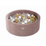 Piscina Uscata Cu 200 De Bile (gold, Bej, Alb, Transparent) Meowbaby  , 90x30 Cm, Catifea Bej Pjbveo076