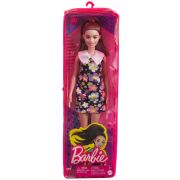 PAPUSA BARBIE FASHIONISTA SATENA CU ROCHIE CU IMPRIMEU FLORAL VIVMTFBR37_HBV19