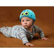 Casca protectie bebelusi cu spuma flexibila, ultrausoara, reglabila, 7-24 luni, albastra, SafeHeadBaby Owl, SHB002