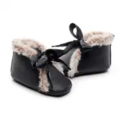 Ghetute negre imblanite cu fundita din satin LIXH0223-2-p23