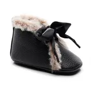 Ghetute negre imblanite cu fundita din satin LIXH0223-2-p23