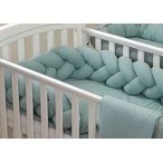 Aparatoare Laterala Pat Bumper Impletit Cu Inchidere Velcro, Bumbac Tricot Mint, 180x21 Cm Pjb844111