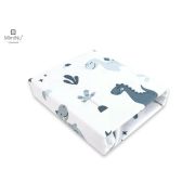 MimiNu - Cearceaf cu elastic, Din bumbac, Pentru pat 160x80 cm, Dino Granat BYN6426972016582