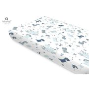 MimiNu - Cearceaf cu elastic, Din bumbac, Pentru pat 160x80 cm, Dino Granat BYN6426972016582